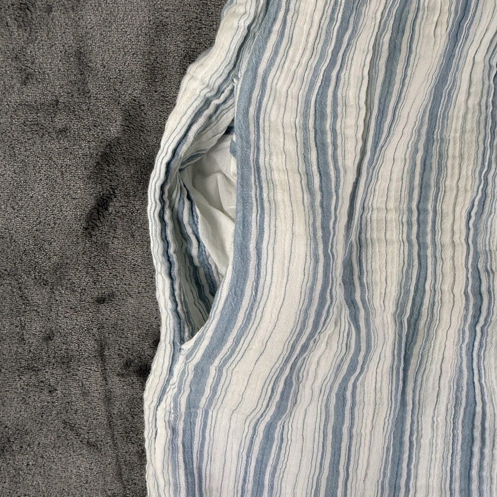 ANN TAYLOR  Maxi Dress Linen Striped Size S Coastal Blue White - Picture 4 of 8